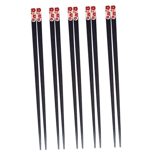 VALICLUD 5 Paare Japanische Holz Essstäbchen Set Bedruckt Natürliche Holz Essstäbchen mit Hoher Härte Korrosionsbeständig Stilvolle Tischware für Zuhause und Restaurant von VALICLUD