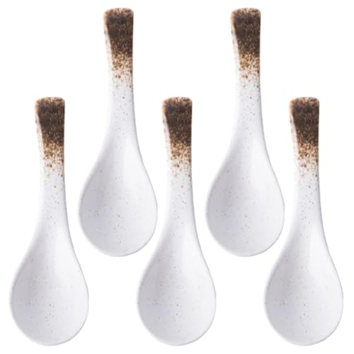 VALICLUD 5 Stück Teiliges Keramik Esslöffel Anti scalding Leicht Vielseitig Verwendbar für Suppe Porridge Ramen als Haushaltsbesteck und Geschenk von VALICLUD