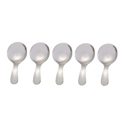 VALICLUD 5 Stück Teiliges Runde Dessertlöffel aus Kleine Eislöffel für Robustes und Leichtes Besteck Geeignet für Servieren und Mischen von Speisen im Alltag und Gastronomiebereich von VALICLUD