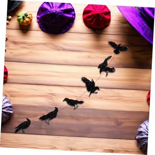 VALICLUD 5 Stück Teiliges Schwarzes Glitter-unglückskrähen-Girlande Papiergirlande mit Glitzereffekt Gotisches Halloween Party Banner für Wanddekoration Leichte Hängedekoration für von VALICLUD