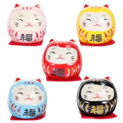 VALICLUD 5Pcs Miniatur Daruma Puppe Japanischen Gute- Luck Charm Traditionellen Luck Zen Kokeshi Dharma Statue Ornament Für Home Office Fengshui Decor von VALICLUD