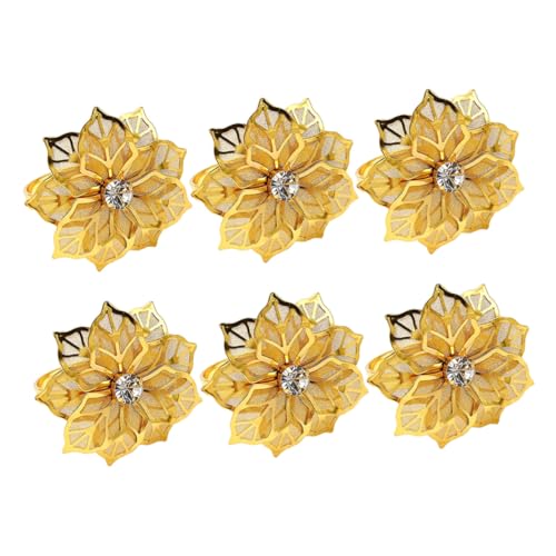 VALICLUD 6 Stück Serviettenringe Goldene Blumen Serviettenschnallen mit Strasssteinen Stilvolle Serviettenhalter für Hochzeit Party Festliche Tischdekoration VALICLUD 6 Stück Serviettenringe Goldene Blumen Serviettenschnallen mit Strasssteinen Stilvolle Serviettenhalter für Hochzeit Party Festliche Tischdekoration von VALICLUD
