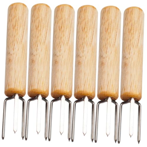 VALICLUD 6 Stück Teiliges Edelstahl Bbq Spieße Maishalter Multifunktionale Grillgabeln mit Rutschfestem Griff für Cornholder Fleisch Obst und Gemüse Beim Grillen von VALICLUD