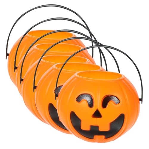 VALICLUD 6 Stück Teiliges Mini Halloween Kürbis Eimer mit Griff Leichter Kunststoff Süßigkeitenhalter mit Lebendigem Kürbis Design als Partygeschenk und Dekoration für Halloween und VALICLUD 6 Stück Teiliges Mini Halloween Kürbis Eimer mit Griff Leichter Kunststoff Süßigkeitenhalter mit Lebendigem Kürbis Design als Partygeschenk und Dekoration für Halloween und von VALICLUD