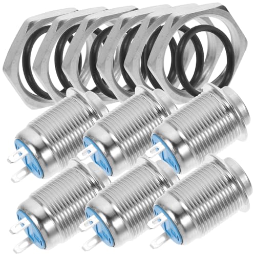 VALICLUD 6 Stück Teiliges Momentary Auto Reset Druckknopf aus Edelstahl Hochkopfschalter für Auto Boot Industrie Kompakt Robust Leicht zu Installieren Staub und Spritzwassergeschützt von VALICLUD