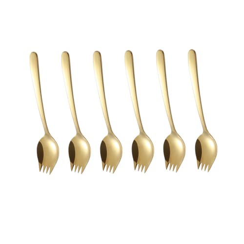 VALICLUD 6 Stück Teiliges Multifunktions Besteckset aus Edelstahl Goldfarben Gabel Löffel Kombination für Nudeln und Salat Spülmaschinenfest Langlebig und Vielseitig für Party Hochzeit und VALICLUD 6 Stück Teiliges Multifunktions Besteckset aus Edelstahl Goldfarben Gabel Löffel Kombination für Nudeln und Salat Spülmaschinenfest Langlebig und Vielseitig für Party Hochzeit und von VALICLUD