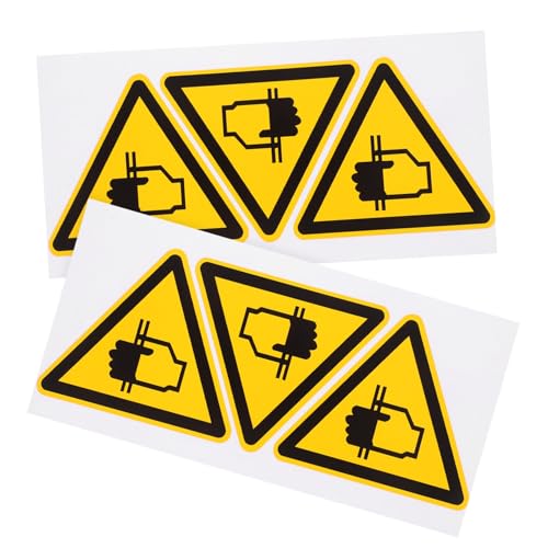 VALICLUD 6 Stück Teiliges Selbstklebendes Warnschild Handquetschgefahr Aufkleber Langlebig Wetterfest für Baustellen Fabriken Sicherheitshinweis von VALICLUD