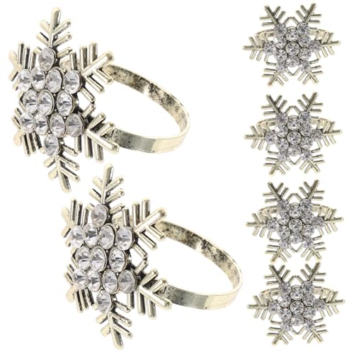 VALICLUD 6 Stück Teiliges Weihnachts Serviettenringe aus Schneeflocken Design Wiederverwendbar Einfache Anwendung Festliche Tischdeko für Weihnachten und Feiertagsfeiern von VALICLUD