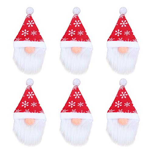 VALICLUD 6 Stücke Weihnachten Weinflasche Abdeckung Topper Cover Plüsch Weihnachtsmann Besteckhalter Mini Weihnachtsmütze Nikolaus Flaschen Kleidung für Tischdeko Weihnachtsdeko von VALICLUD