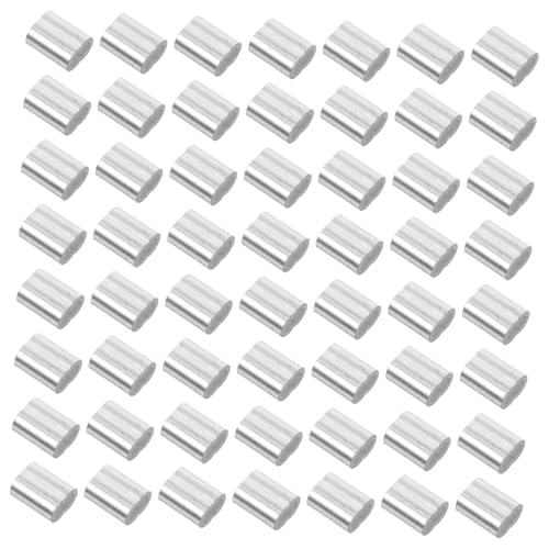 VALICLUD 60 Stück Aluminium Kabelpresshülsen Drahtseil Crimpverbinder Oval Doppelöse Sicherer Halt Hohe Festigkeit Leichtes Design Für Außenbereich und Kompakte Installation von VALICLUD