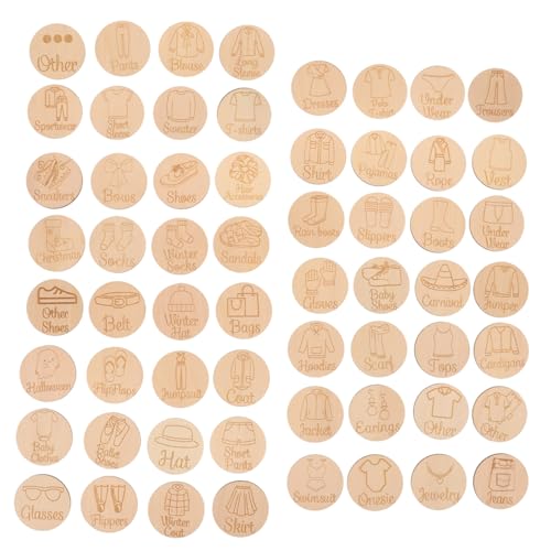 VALICLUD 60 Stück Teiliges aus Holz Kleiderklassifizierungs etiketten Wiederverwendbare Langlebige Aufkleber für Kleiderschränke und Schuhschränke Minimalistisches Design für Vielseitige von VALICLUD