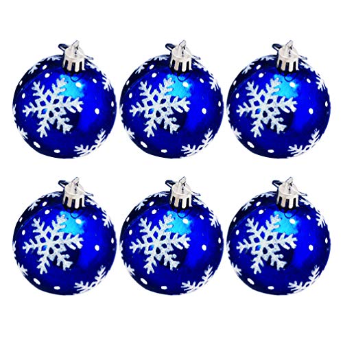 VALICLUD 6Pcs Weihnachtsglitterball Schneeflocke Baumkugeln Weihnachtsbaumkugeln Bruchsicher Weihnachtskugeln Kugeln Baum Hängen Ornamente Party Dekoration Blau 6Cm von VALICLUD
