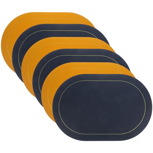 VALICLUD 6stücke Hitzebeständige Dekorative Pu-Kunststoff Tischsets Für Esstisch rutschfest Und Abwaschbar Für Restaurant Hotel Und Zuhause in Blau Und Gelb VALICLUD 6stücke Hitzebeständige Dekorative Pu-Kunststoff Tischsets Für Esstisch rutschfest Und Abwaschbar Für Restaurant Hotel Und Zuhause in Blau Und Gelb von VALICLUD