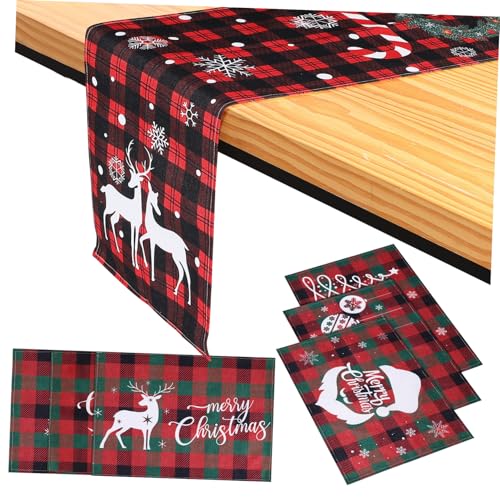 VALICLUD 7 STK. Teiliges Weihnachts-tischläufer-Set mit Rutschfesten Platzsets Eleganter Polyester-tischdecke Hitzebeständig Festliche Xmas-Dekoration für Familienessen und Feiertagsfeiern VALICLUD 7 STK. Teiliges Weihnachts-tischläufer-Set mit Rutschfesten Platzsets Eleganter Polyester-tischdecke Hitzebeständig Festliche Xmas-Dekoration für Familienessen und Feiertagsfeiern von VALICLUD