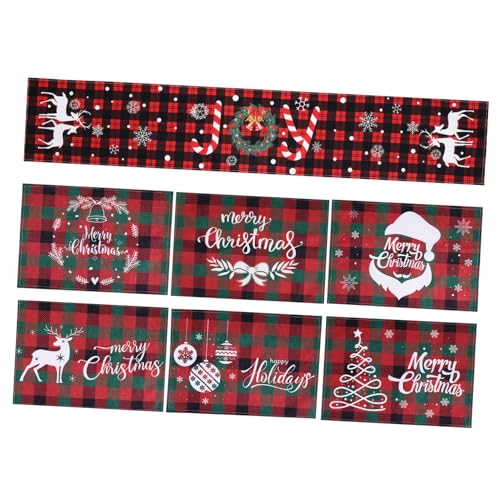 VALICLUD 7 STK. Weihnachtlicher Tischläufer und rutschfeste Platzsets aus Polyester Hitzebeständig Isolierend Festliche Tischdeko für Familien und Winterfeiern VALICLUD 7 STK. Weihnachtlicher Tischläufer und rutschfeste Platzsets aus Polyester Hitzebeständig Isolierend Festliche Tischdeko für Familien und Winterfeiern von VALICLUD