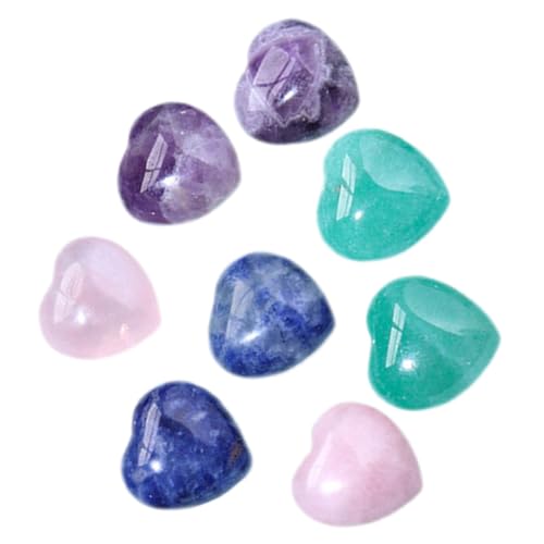VALICLUD 8 Stück Teiliges Herzförmiges Kristallsteine aus Jade Blautigerauge Amethyst und Rosenquarz Mini Edelstein Dekoration für Zuhause Meditation DIY Schmuckgestaltung Langlebig und von VALICLUD