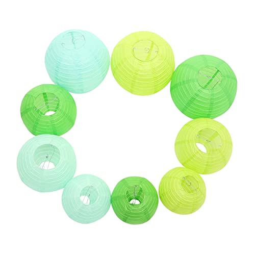 VALICLUD 9 Stück Teiliges Runde Faltbare Papierlaternen in Grün Farbige Lampions für Hochzeitsdeko Draußen Geburtstagsdeko Party und Festtagsdekoration Einfache Montage Wiederverwendbar von VALICLUD