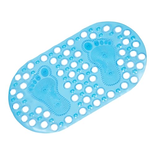 VALICLUD Badezimmer Rutschmatte mit Fußabdruck Muster Massierende Bodenmatte Transparent Blau für Wohnbereich Schlafzimmer und von VALICLUD