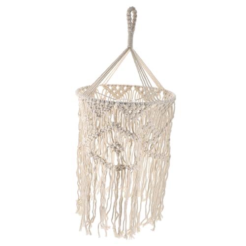 VALICLUD Boho Lampenschirm Handgewebt Baumwollseil Deckenleuchte Abdeckung Indoor Hängelampe Schutz Cover für Wohnzimmer Schlafzimmer Babyzimmer Dekoration von VALICLUD
