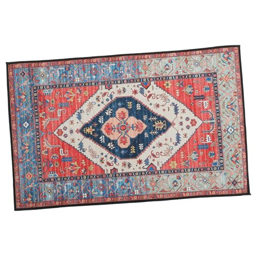VALICLUD Boho Teppich Waschbar Polyester Bodenmatte Vintage Muster rutschfest Strapazierfähig Wohnzimmer Schlafzimmer Schlafzimmerteppich von VALICLUD