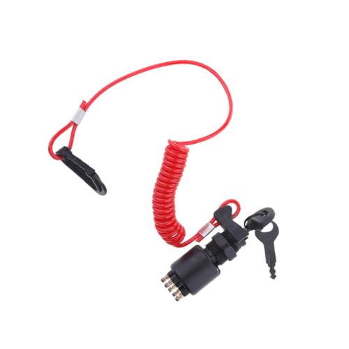 VALICLUD Bootszündschlüssel mit Lanyard Langlebiger Zündschalter mit Kabel Sicherer Hauptschalter für Omc Motoren Evinrude Boote Ab Ersatz für Zündanlage von VALICLUD