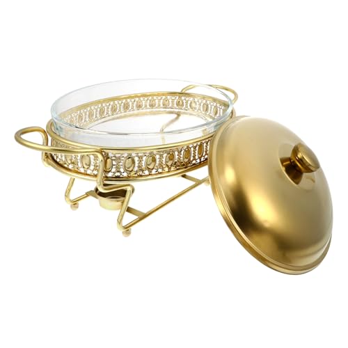 VALICLUD Buffet Alkohol Heizofen Gold Speisewärmer Food Heating Container für Restaurant Buffet Wärmebehälter mit Deckel für Catering und Partys von VALICLUD