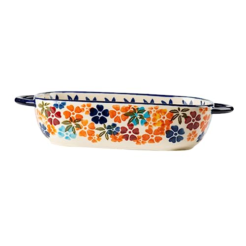 VALICLUD Ceramic Backform mit Zwei Griffen Hochwertige Ofen und Mikrowellen Geeignete Servierplatte Praktische Auflaufform für Käse und Reisgerichte und Langlebig von VALICLUD