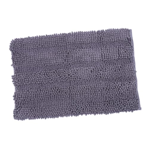 VALICLUD Chenille Badteppich Extra rutschfest Waschbar Flauschiger Badematte Teppich Saugfähig für Badezimmer Küche Eingangsbereich Dunkelgrau von VALICLUD