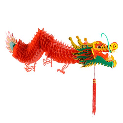VALICLUD Chinesische Rote Drachen Laternen Papierlaterne Neujahr Dekoration Hängende Laternen Kunststoff Lampions Girlande für 2022 Chinesisches Neujahr Frühlingsfest Silvester Feng Shui Deko 1. 5M von VALICLUD