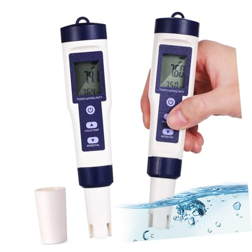 VALICLUD Digital Wasserqualität Tester Ph Ec Temperatur Salzgehalt Messgerät Tragbarer Aquarium Pool Wasserprüfer mit Präziser Messung für Trinkwasser Schwimmbad Fischteich Hot Tub VALICLUD Digital Wasserqualität Tester Ph Ec Temperatur Salzgehalt Messgerät Tragbarer Aquarium Pool Wasserprüfer mit Präziser Messung für Trinkwasser Schwimmbad Fischteich Hot Tub von VALICLUD