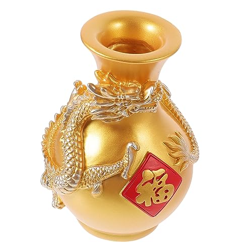 VALICLUD Drachenförmige Resin Vase Für Blumenarrangements Hochwertige Tischdekorationsvase in Gold Für Wohnzimmer Und Schlafzimmer Langlebig Und Stilvoll Für Jede Inneneinrichtung von VALICLUD