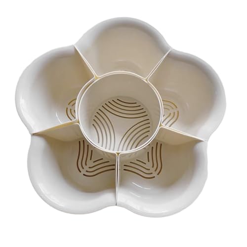 VALICLUD Drehbare Hot Pot Servierplatte mit Abflusskorb Abtropfende Gemüse Obstschale Multifunktionale Aufbewahrung für Beilagen Robustes Modisches Design in Cremeweiß für Hot Pot und VALICLUD Drehbare Hot Pot Servierplatte mit Abflusskorb Abtropfende Gemüse Obstschale Multifunktionale Aufbewahrung für Beilagen Robustes Modisches Design in Cremeweiß für Hot Pot und von VALICLUD