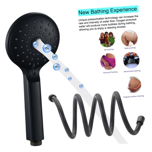 VALICLUD Druckerhöhende Handbrause Schwarz Flexibler Schlauch Wassersparender Duschkopf mit Ergonomischem Griff Rostfrei Vielseitig Einsetzbar für Badezimmer Einfache Montage von VALICLUD