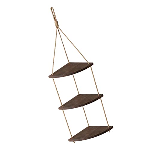 VALICLUD Holz Wand-eckregal Mit Verstärktem Seil Robust Und Langlebig Einfache Montage Mit Nagelhaken Und Metallring Schlichtes Design Für Praktische Anwendung Abnehmbares von VALICLUD