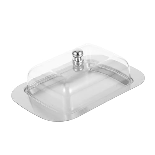 VALICLUD Edelstahl Butterdose mit Transparentem Deckel Vielseitiger Butter Käsebehälter für Küche Kompakte Luftdichter Verschluss Praktisches Butteraufbewahrungsset für Frische von VALICLUD