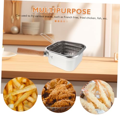 VALICLUD Edelstahl Fritteuse mit Korb Kompakt und Multifunktional Vielseitiger Frittier Dämpftopf für Zuhause und Reisen Platzsparend Gesundes Kochen mit Reduziertem Ölrauch für Fisch von VALICLUD