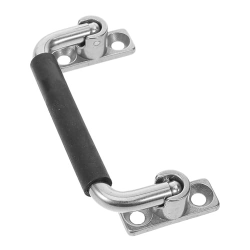 VALICLUD Edelstahl Klappgriff mit Gummigriff Positionierung Schwerlast Zuggriff für Schwere Geräte Lochabstand Robuster Faltbarer Griff für Schränke und Boote von VALICLUD