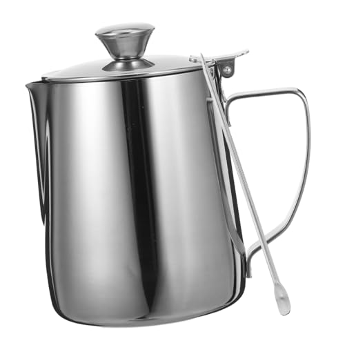 VALICLUD Edelstahl Milchaufschäumer Kännchen für Espresso Latte Cappuccino Spitz Zulaufender Ausguss Hygienisch Glatte Oberfläche Vielseitig Kompatibel mit Allen Kaffeemaschinen für von VALICLUD