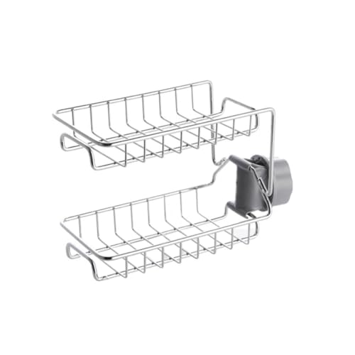 VALICLUD Edelstahl Wasserhahn Organizer Doppelstöckiges Ablagerack mit Verstellbarem Schwammhalter Rostfrei Kratzfest ohne Bohren für Küchenspüle und Spültuchaufbewahrung VALICLUD Edelstahl Wasserhahn Organizer Doppelstöckiges Ablagerack mit Verstellbarem Schwammhalter Rostfrei Kratzfest ohne Bohren für Küchenspüle und Spültuchaufbewahrung von VALICLUD