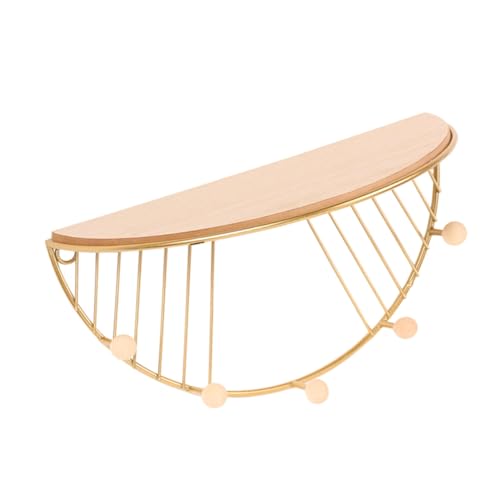 VALICLUD Eisenkunst Wandregal mit Haken Wandmontiertes Aufbewahrungsregal Halbrund Goldfarben Großes Multifunktionales Schlüsselregal für Wohnzimmer und Küche Langlebig und Dekorativ VALICLUD Eisenkunst Wandregal mit Haken Wandmontiertes Aufbewahrungsregal Halbrund Goldfarben Großes Multifunktionales Schlüsselregal für Wohnzimmer und Küche Langlebig und Dekorativ von VALICLUD