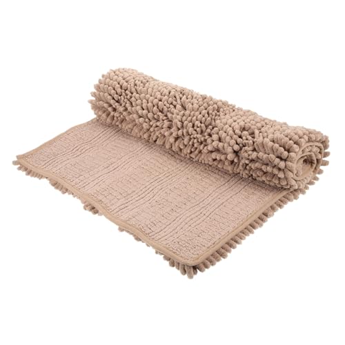 VALICLUD Extra Dicke Chenille Badematte rutschfest Saugfähig Weicher Badezimmerteppich Kamelbraun für Dusche Bad Wc Vorleger von VALICLUD