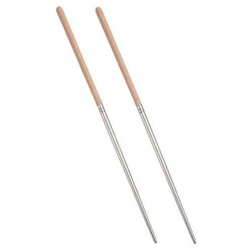 VALICLUD Extra Lange Chinesische Edelstahl Essstäbchen mit Buchenholzgriff Hitzebeständig und Rutschfest zum Frittieren Kochen von Nudeln und Hot Pot Wiederverwendbar und Pflegeleicht von VALICLUD