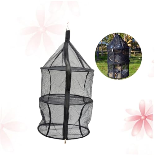 VALICLUD Faltbares Aufbewahrungsnetz mit Balance Ring Leichter Outdoor Hängeregal für Camping Picknick Angeln und Reisen Atmungsaktives Nylon Mesh in Schwarz Praktisch und Platzsparend von VALICLUD
