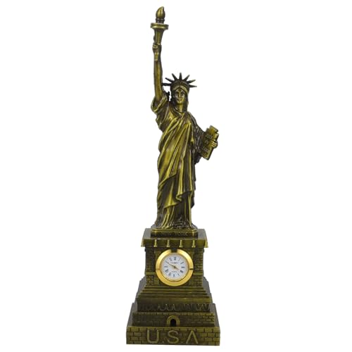 VALICLUD Freiheitsstatue Metallfigur Schreibtischdekoration mit Uhr Kompakte Filigrane Handwerkskunst Dekoratives Ornament für Büro und Zuhause von VALICLUD