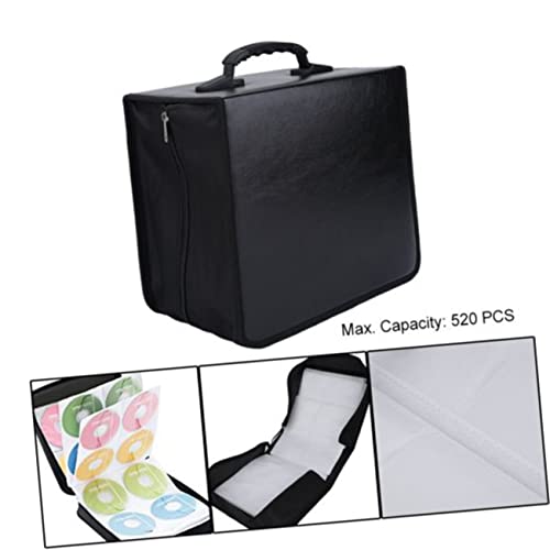 VALICLUD Große CD Aufbewahrungstasche mit Fächern Robuster Reißverschluss Tragbarer Organizer für DVDs und Discs Schwarz mit Komfortablem Griff für Büro Reisen und Zuhause von VALICLUD