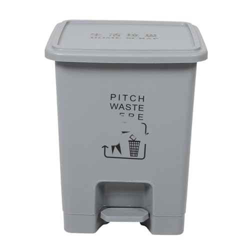 VALICLUD Großer Step Trash Can mit Fußpedal Kunststoff Abfalleimer für Büro Schlafzimmer und Küche Grauer Mülleimer mit Deckel und Praktischem Tragegriff Moderner Haushaltsstaubbehälter von VALICLUD
