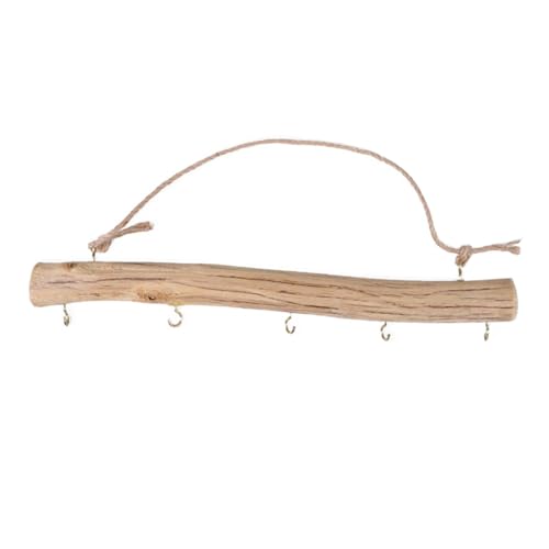 VALICLUD Rustikales Holz Wandregal Schmuck Organizer Hängend mit Haken für Ohrringe und Schlüssel Minimalistisches Seil Hängeregal für Wohnzimmer Schlafzimmer und Flur VALICLUD Rustikales Holz Wandregal Schmuck Organizer Hängend mit Haken für Ohrringe und Schlüssel Minimalistisches Seil Hängeregal für Wohnzimmer Schlafzimmer und Flur von VALICLUD