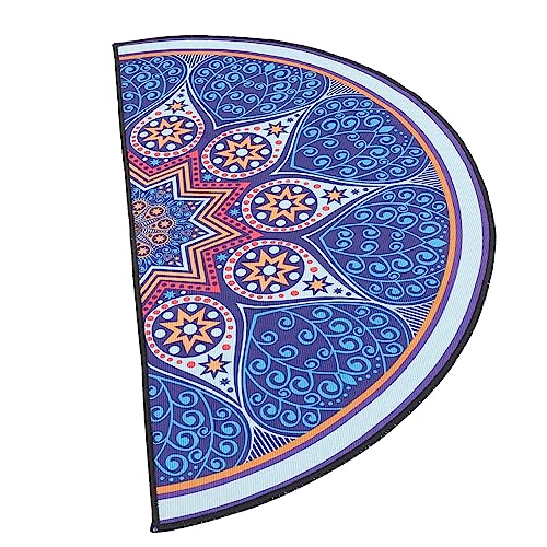 VALICLUD Halbrunder Boho Teppich im Mandala Stil Rutschfester Wasserdichter Bodenläufer für Wohnzimmer Schlafzimmer und Eingangsbereich für Bohemia von VALICLUD