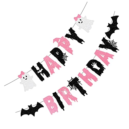 VALICLUD Halloween Geburtstagsbanner mit Geist Pinkfarben für Mädchen Partydekoration Hängendes Girlanden Halloween Geburtstagsdeko für Fröhliche Feststimmung von VALICLUD