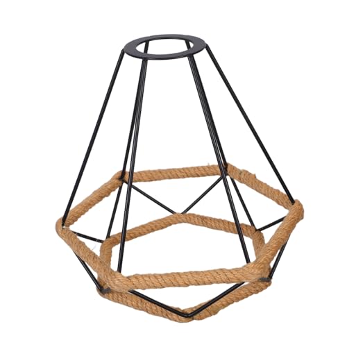 VALICLUD Handgewebter Eisendraht Lampenschirm mit Robustem Metallgestell Dekorativer Handgefertigter Seil-design Kompatibel mit Fassung für Flur Esszimmer Schlafzimmer Schwarzes von VALICLUD